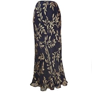 Karen Kane Sheer Overlay Maxi Skirt Women's Large Satin Burnout Boho Whimsigoth